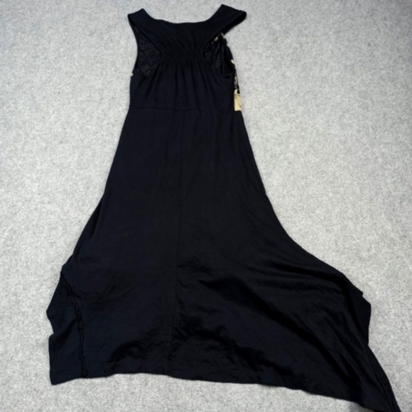 Desigual Dress Size L Cotton Jersey Black/Gold/Beige Asymmetric Sleeveless - Picture 6 of 10